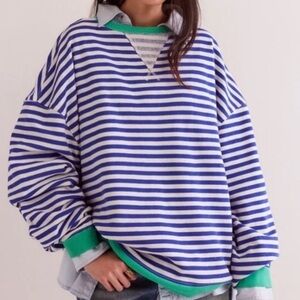 FREE PEOPLE We The Free Classic Striped Crew in Sand Dollar combo